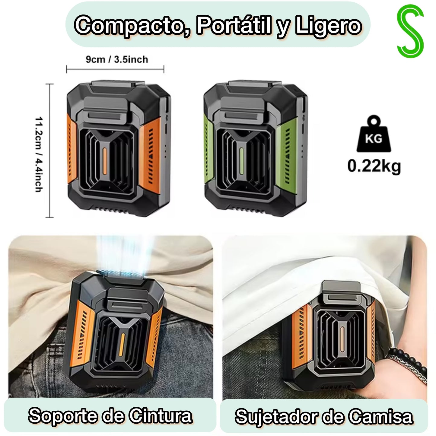 🌬️ Ventilador de Cintura Portátil 2 en 1 + Power Bank 🔌